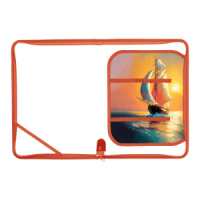 Папка д/труда А4 (325*230*25) 1отд. откид. планка, молния вокруг, пластик "Акварельный корабль"