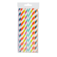 Трубочка д/коктейля "Полосатое ассорти" бумага, 25шт, 20см