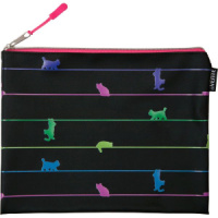 Папка д/тетрад. А5 (245*200*10) 1отд.  молния сверху, силикон " Neon Cat"