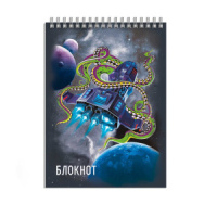 Блокнот А7  40л гребень "Космос" клетка