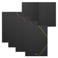 Папка на резинке А4 50мм Matt Accent, черная с цветной резинкой