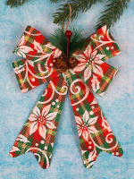 Подвесное украшение 20см "Ёлочный бант Рождественский" ассорти