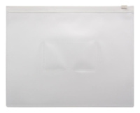 Конверт на молнии А5 0,15мм, карман д/визитки, белая молния