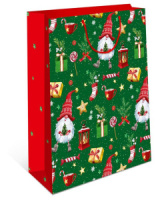 Пакет подар. бум. новогодн. 11*14*6см 157гр/м Гномики