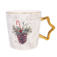 Кружка фарфоровая 350мл "Новогодняя с золотом" 2 дизайна