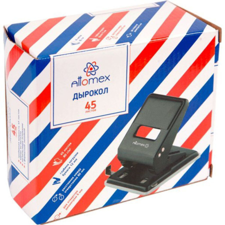 Дырокол ATTOMEX 45 лист, металл, черный