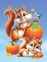 Наклейки оформительские 33*23см "Бурундуки с тыквами"