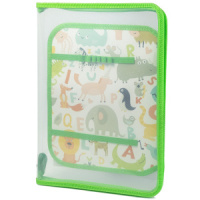 Папка д/труда А4 (325*230*25) 1отд. откид. планка, молния вокруг, пластик "Зоопарк"