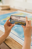 Карта Мира физическая интерактивная 1:29М 101*66см, ламинация, на рейках