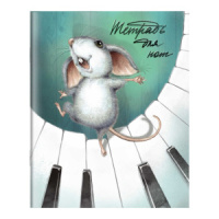 Тетрадь для нот А5 24л., расшир.нотный стан, скоба "Мышка на клавишах"