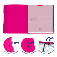 Тетрадь А5  2*48л. кл. Erich Krause "FolderBook Neon,",съемная пластик. обл. розовая