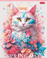 Тетрадь А5 48л кл. Hatber "Spring cat" 5 диз.в блоке, бел.100%