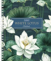 Тетрадь А5  80л кл. гребень Hatber "Белый лотос" тисн, 2 диз.в спайке