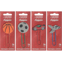 Закладка-скрепка "Champions" метал. 78 мм , 4шт