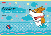 Альбом А4 16л скоба "Забавный корги"  пл. 100 гр/м