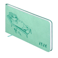 Планинг дат. 2026г 150*87мм 64л., кожзам., мягк.пер. "Виннер мятный" ляссе