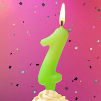 Свеча-цифра "1" люминесцентная, 7см.