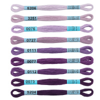 Нитки мулине "Gamma" 100% хлопок, 8м , Фиолетовый, 9шт