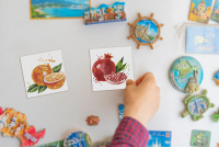 Картина по номерам на холсте на магните 9*9см "Яркие фрукты"  2 шт