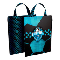 Папка А4 (250*335) с ручкой, молния, ткань "Champions", вертикальная