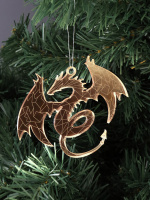 Подвесное украшение 10см "Зеркальный дракон" золото, акрил