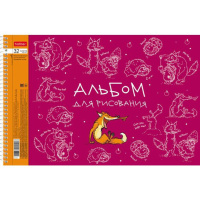 Альбом А4 32л  гребень "Забавные животные"  пл. 100 гр/м, перфорация на отрыв