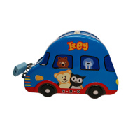 Копилка металл. "Машинка" с замочком 15*7,5,*10 см, ассорти цветов