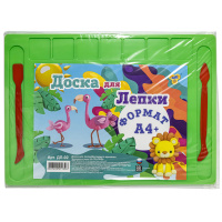 Доска д/работы с пластилином А4 + 2 стека, цветная, в пакете