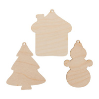 Заготовка деревянная НГ Набор подвеска "Набор елочных подвесок №1"  3шт 9,5см