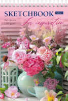 Скетчбук А5  80л., гребень, 100гр/м2  "Летний букет" жестк.подл.