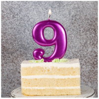 Свеча-цифра "9" Ярко-розовая 8см.