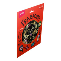 Гравюра 18*24см с эффектом золота "Котёнок в цветах" 6+