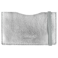 Чехол д/пласт.карт "Наппа серебряный металлик" 108*65мм, блинт.тиснение, 2 отд., резинка