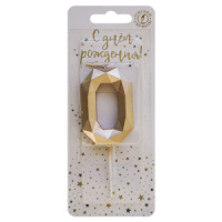 Свеча-цифра "0" многогранник, шампань 4см