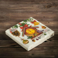 Салфетка "НГ Часики" 33*33см, 20 шт., 2-х слойная