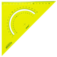 Угольник пласт. 18см 45гр. с транспортиром, прозр. цветной
