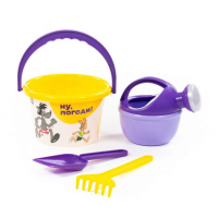 Набор игрушек. "Ну, погоди!" ведро среднее с наклейкой, лопатка, грабельки, лейка малая