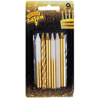 Свечи для торта "Микс" золото 8см 12шт