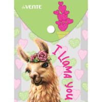 Конверт на кнопке А6- (114*158мм) 0,15мм "Lama you" непрозрачный с рисунком