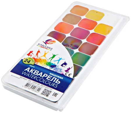 Акварельные краски 24цв. Классика, медовые, п\упак, б\к
