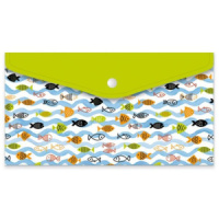 Конверт на кнопке  с рисунком 260*140мм, Подводный мир