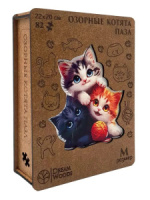 Пазлы деревянные  82 элемента 220*200мм  "Озорные котята"