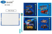 Записная книжка с замочком "Машины" 18*13см, 48л., ручка, в подар.упак.