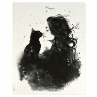 Тетрадь А5 48л кл. Феникс+ "Девушка с черным котом" выб.твин-лак, бел.100%