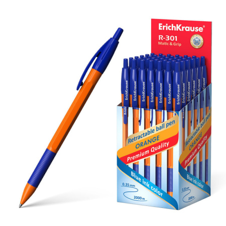 Ручка шар. ЕК R-301 0.7мм ORANGE Matic&Grip синяя, пласт.корп.