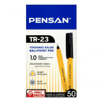 Ручка шар. PENSAN "TR-23" , 1мм, черная, трехгранный желтый корпус