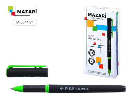 Ручка гелевая MAZARI DUNE чёрная, игольч.након. 0,5мм, покрытие Soft