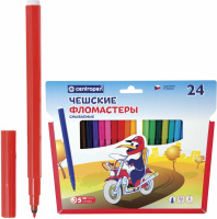 Фломастеры  24цв "Centropen. Пингвины", мягк.блистер европодвес