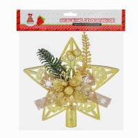 Макушка на ёлку "Звезда"  18см пластик, золото, цветком