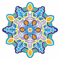 Мини-открытка "Снежинка" 7*7 см с блестками